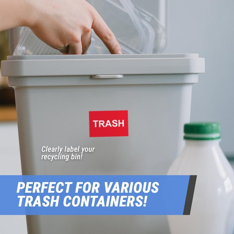 OfficeSmartLabels Trash Labels (3 x 2 inch, Red - 300 Labels) Trash Disposal Sign Stickers for Garbage Disposal, Waste Bins - Image 4